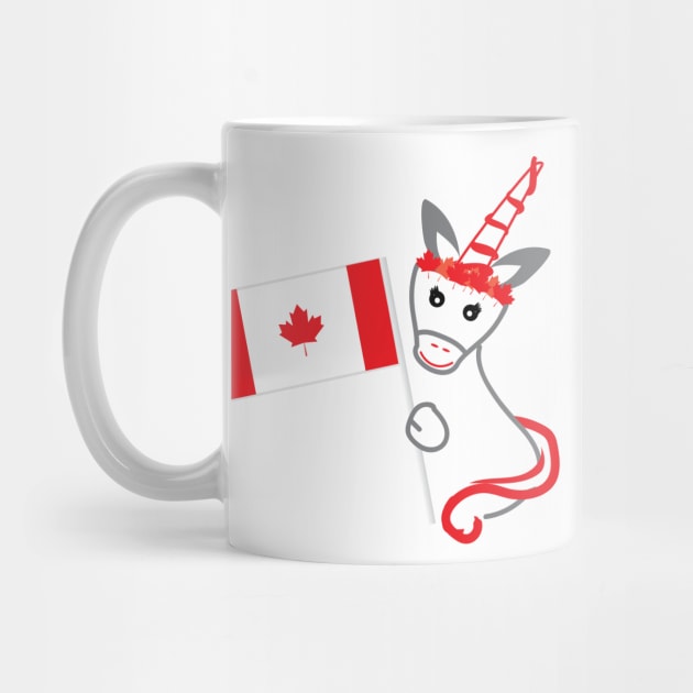 Canada Day Unicorn Holding The flag of Canada by sigdesign